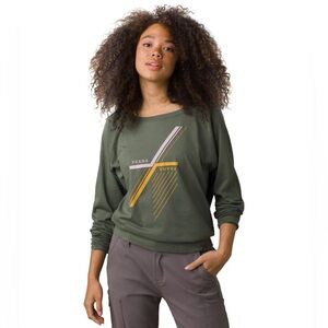 Prana Women Organic Graphic Long Sleeve Tee in Kale Linework